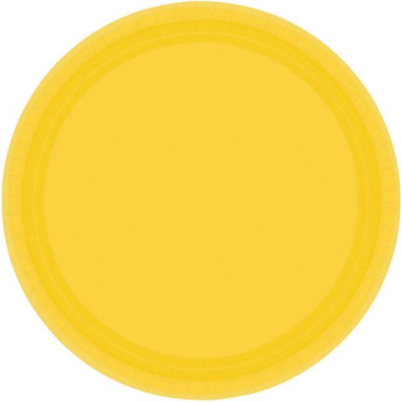Paper Plates 17cm Round 20CT - Yellow Sunshine - Pack of 20