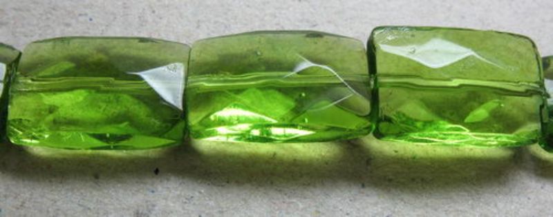 Beads - Glass - 13x9mm 4pcs Faceted - Set of 10 GREEN