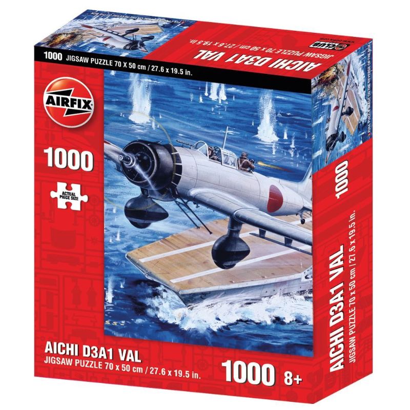 1000-piece Airfix puzzle featuring the iconic Aichi D3A1 'Val' dive bomber, ideal for aviation fans and families.