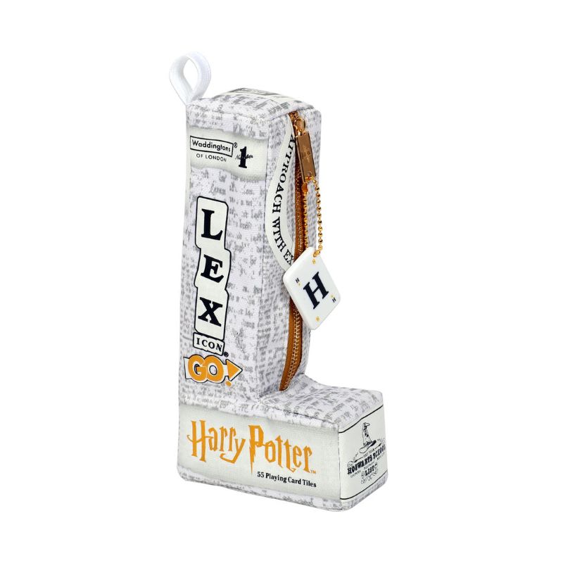 Card game featuring Harry Potter theme, with spell tiles, letter swapping, and a portable bag for fun on-the-go play.
