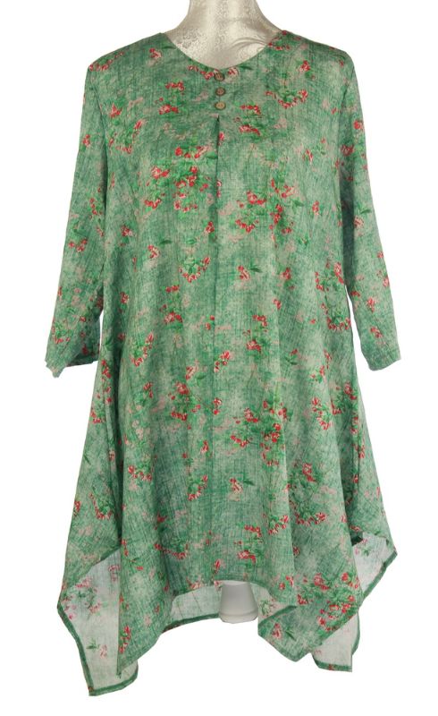 Long Top - Eleanor Small Floral Mint (Small)