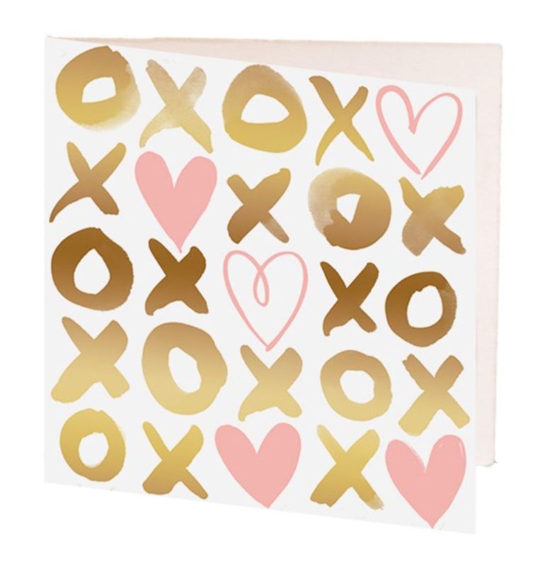 Gift card pack featuring hearts and crosses design, 10 cards, each measuring 7cm x 7cm.
