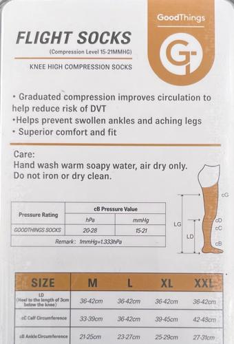 Compression - FLIGHT SOCKS KNEE HIGH BLACK XL 1PR