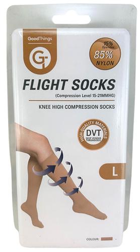 Compression - FLIGHT SOCKS KNEE HIGH BEIGE LARGE 1PR