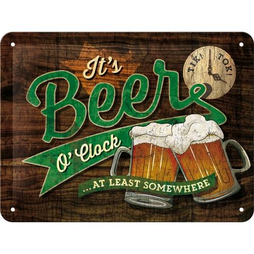 Metal Tin Sign - Beer O' Clock Glasses - Tin Sign 15 x 20cm