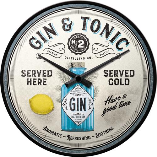 Metal Clock - Gin & Tonic Served Here - Wall Clock