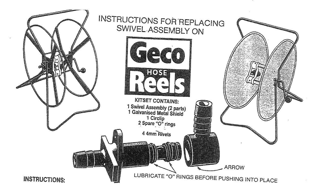 Hose Reels Metal Geco Floor Model Holds 50m Hose