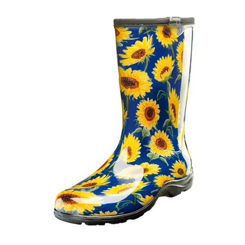 Sloggers Womens Rain Boots Sunflower Blue Size 10