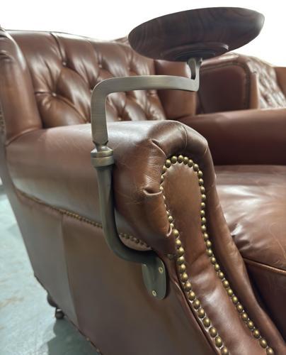 Churchill Armchair with Drink Holder - Vintage Cigar Brown