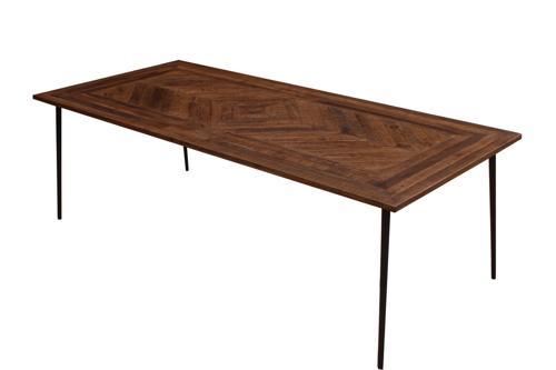 Chevron Parquet Dining Table with Forged Steel Legs - Walnut - 2400 X 1100 X 780