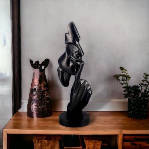 Aluminium Silence Sculpture on Black MDF Base - Black