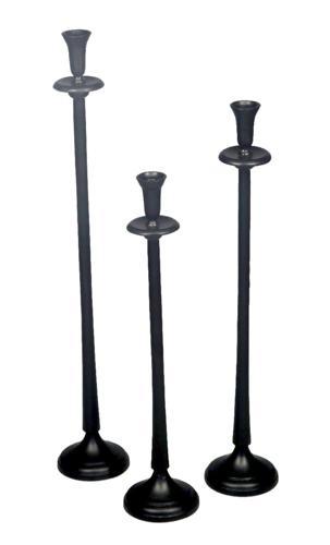 Aluminium Round Candle Holder (s) - Black - 130 X 130 X 590