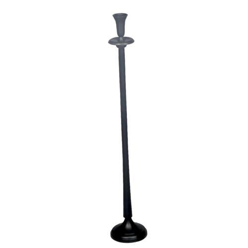 Aluminium Round Candle Holder (l) - Black - 130 X 130 X 780