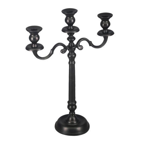 Aluminium Three Candle Holder - Black - 335 X 135 X 450