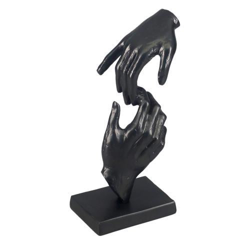 Aluminium Hands Sculpture on Black Base - Black