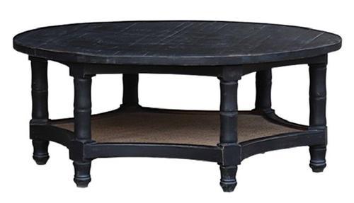 Black & Rattan Coffe Table - 1100 X 1100 X 450