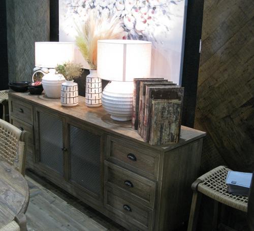 Reclaimed Oak Sideboard Withglass Doors - Reclaimed Oak
