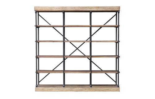 Large Elm Bookcase - Reclaimed Elm / Iron - 2130 X 450 X 2130