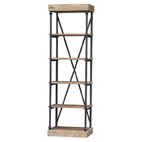 Small Elm Bookcase - Reclaimed Elm / Iron - 660 X 450 X 2335