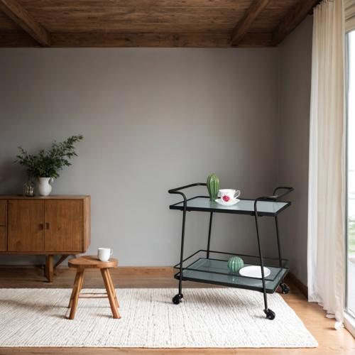 Metal Bar Cart - Black - 640 X 380 X 67