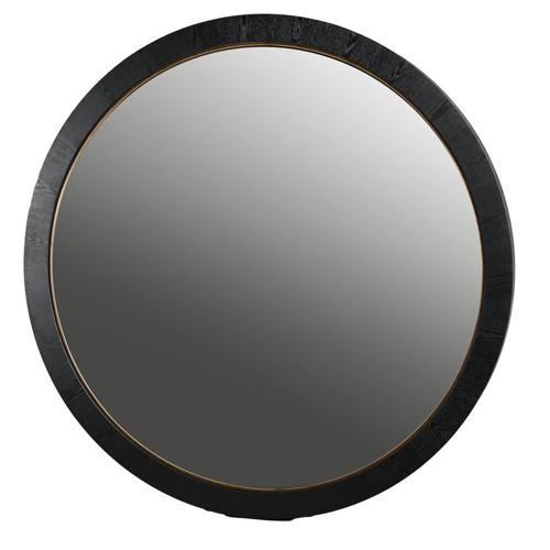 Black Oak & Gold Round Mirror - Oak Veneer / MDF - 1525x1525x80; 32kgs
