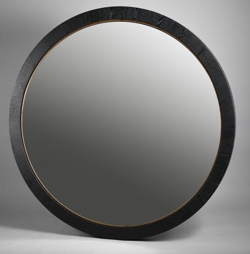 Black Oak & Gold Round Mirror - Oak Veneer / MDF - 1525x1525x80; 32kgs