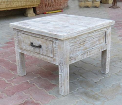 Barbados Whitewash Side Table - 600 X 600 X 450