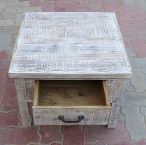 Barbados Whitewash Side Table - 600 X 600 X 450