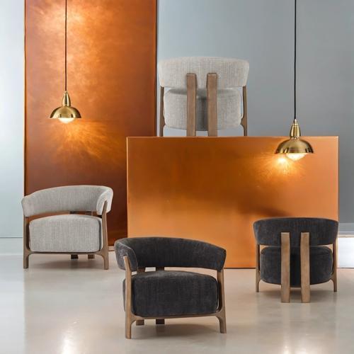 Luna Occassional Chair - Steel with Ash Accent Legs