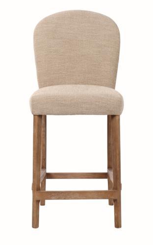 Amberley Fabric Bench Height Barstool with Leather Handle & Studs