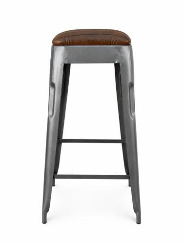 Industrial Leather Barstool