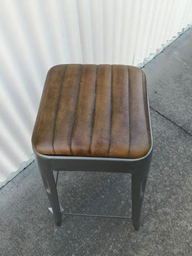 Industrial Leather Barstool