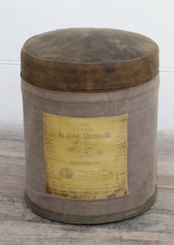 Vintage Leather / Canvas Stool - 370 X 370 X 470