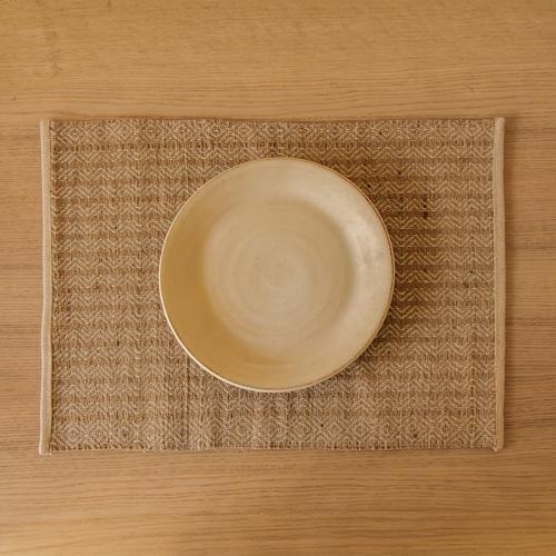 Akiiko Jute Table Top Set Brown Jute Placemat, Runner, Coaster Triangle Weave
