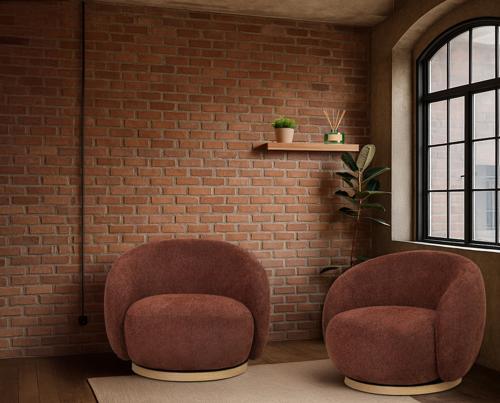 Miami Swivel Chair Xl Withwood Base - Burnt Ochre