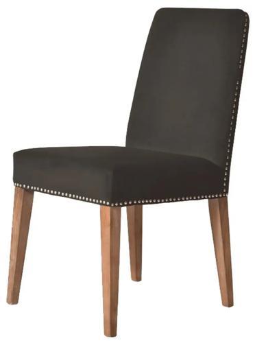 Pascal Dining Chair - Dark Grey Velvet with Antique Studs