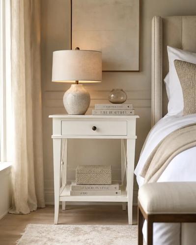 Villa Bedside Table - White - 500 X 440 X 760