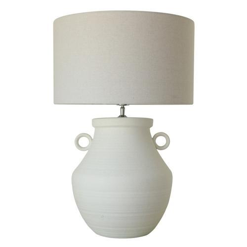 Antique Ceramic Lamp with Linen Shade - 460 X 460 X 680