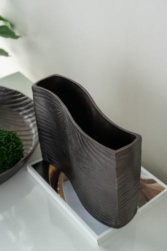 Aluminium Timber Wavy Rect Vase, Large - 295 X 95 X 225