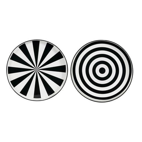 B&w Round Tray Set of 2