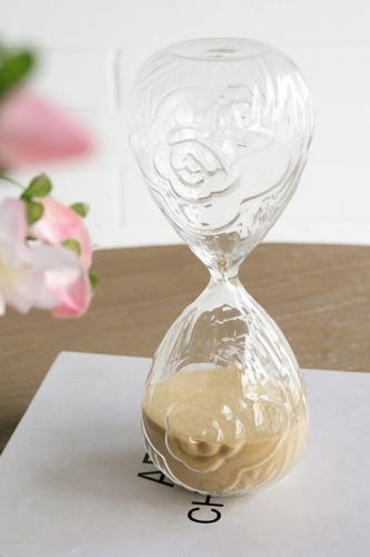 Rose Embossed Hourglass with Tan Sand - Small