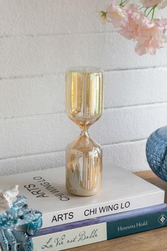 Amber Shimmer Hourglass with White Sand - Large
