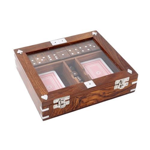 Wood / Aluminium Game Set - Cards, Dice, Dominoes