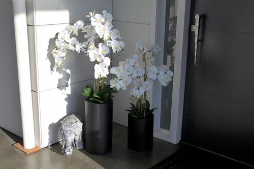 Real Touch Orchid 5 Spray White with Tall Black Pot - 1050mm High