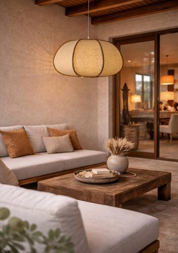 Bamboo & Linen Pendant - Natural