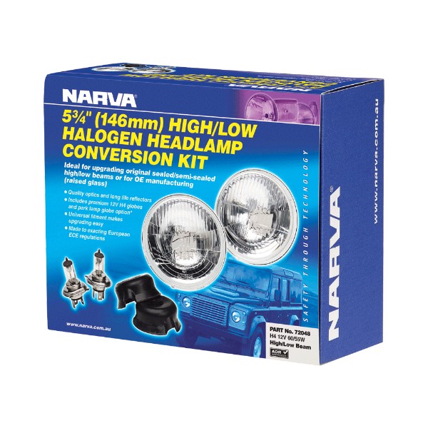 Halogen Headlamp - H4 Conversion Kit (Raised Glass)