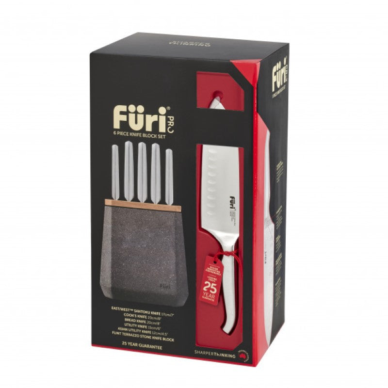 Furi - Stone Knife Block Flint Terazzo Set 6 Piece