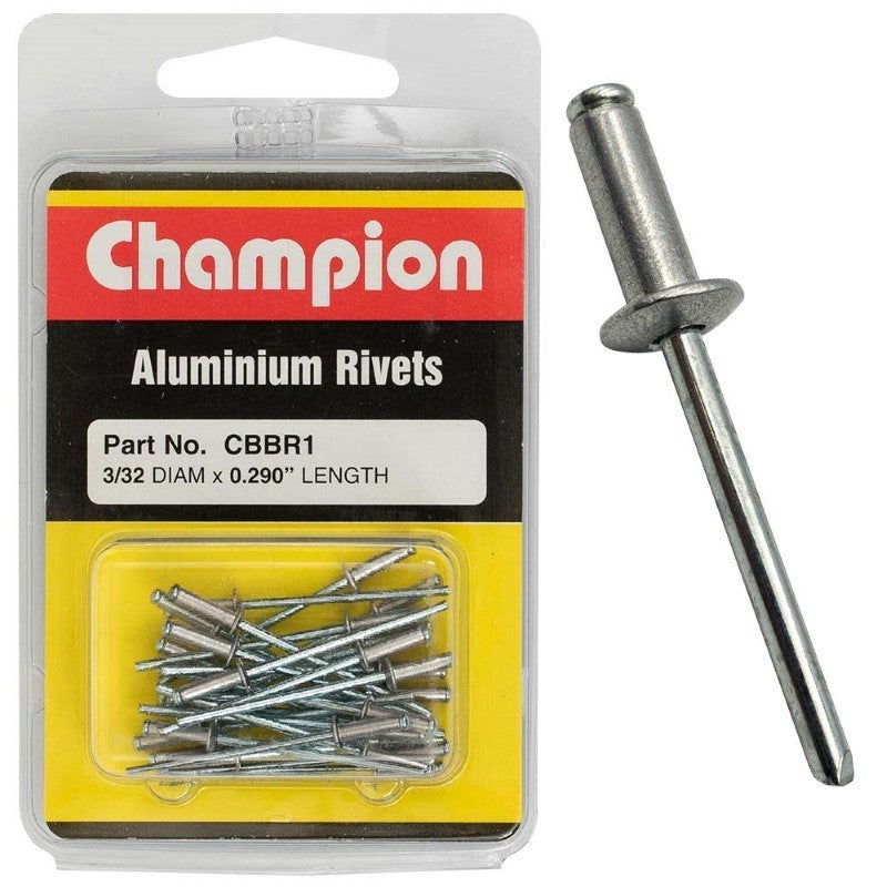 Champion 3/32in x 0.290 Rivet Pack for strong, durable fastening in automotive, home, and industrial projects.