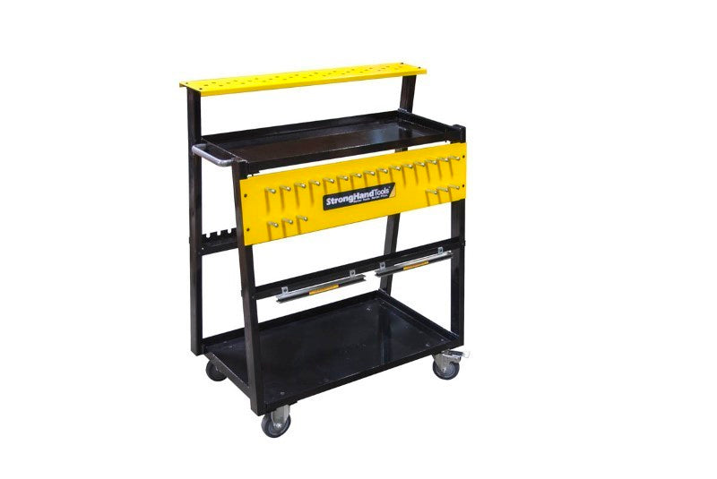 BuildPro Tool Cart featuring a fully open design, 100 kg capacity, and organized storage for clamps and tools, ideal for professionals.