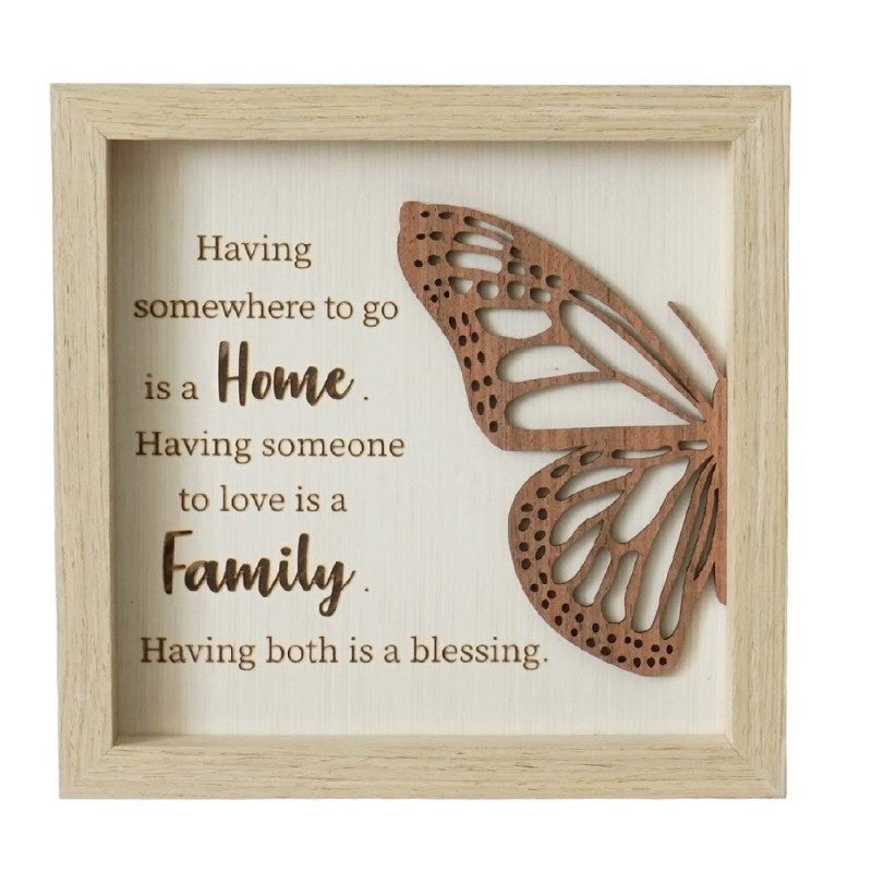 Home & Family Butterfly Plaque